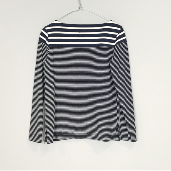 BR Navy Boat Neck Striped Long Sleeve Top C - Picture 2 of 6